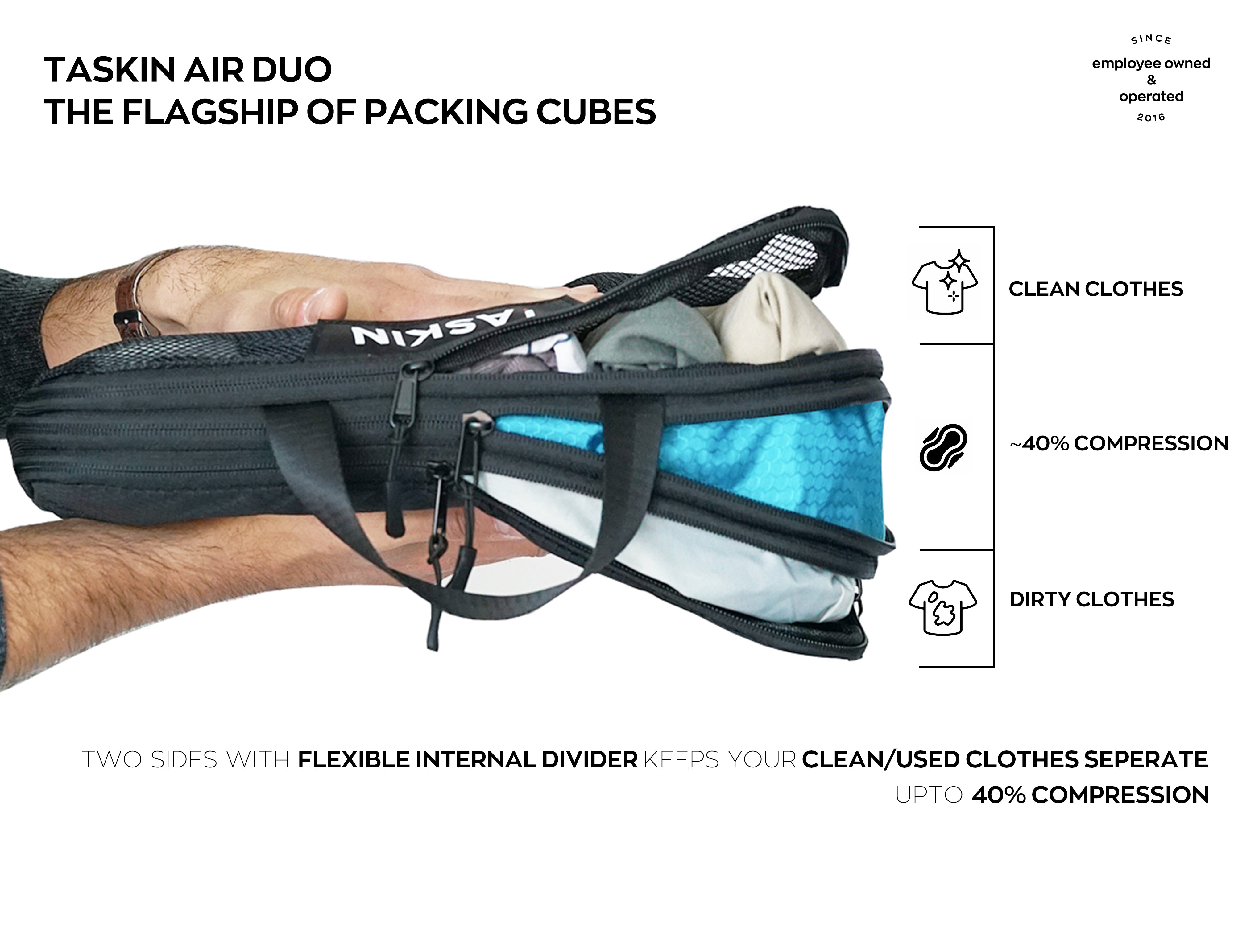 Taskin Air Duo | Ultralight, Dual Sided Packing Cubes